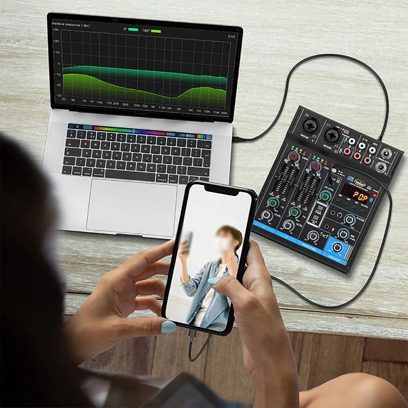 4 Channel nganjëherë Audio Mikser Bluetooth Mini Kartë të Shëndoshë Audio, DJ 16 Dixhitale Efektet USB Regjistrimin Zhurmë Uljen e Tastierë Për të Kënduar . ' - ' . 3