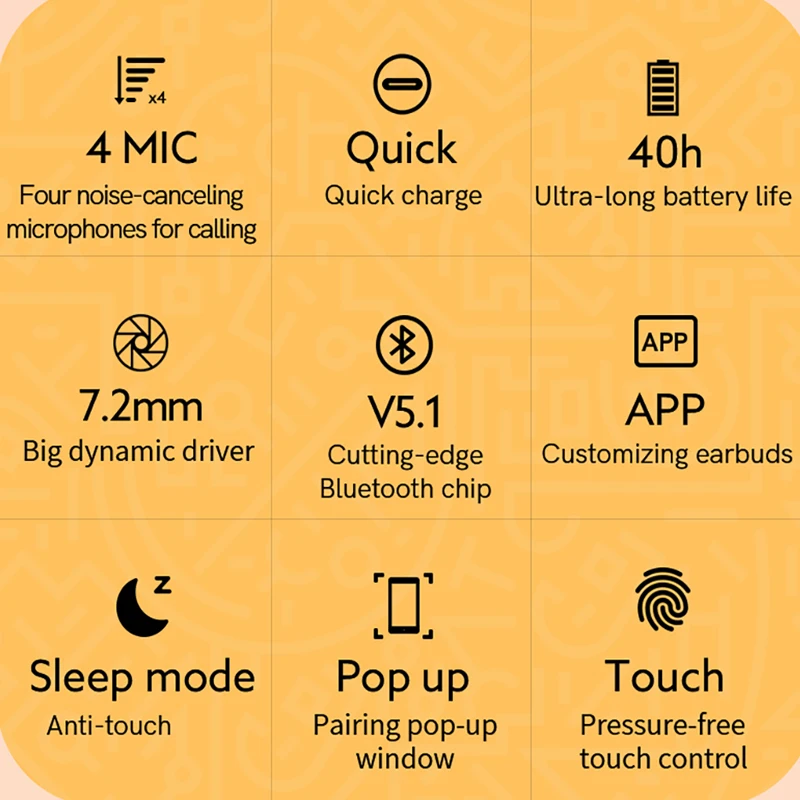 QCY T13 pa Tel Bluetooth Earphone me 4 Mics ENC HD Thirrje Kufje V5.1 TWS Earphone Kontakt Kontrollit Earbuds Gjatë Pritjes 40H . ' - ' . 2