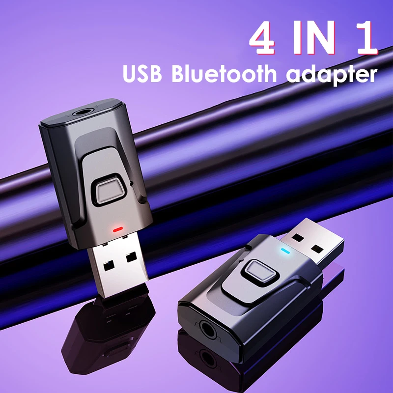 4 Në 1 Bluetooth 5.0 Marrësi wireless USB Adapter 3.5 mm Audio Marrës/Transmetues Për TV PC Makinë AUX Kryetarit Plug Dhe Play . ' - ' . 0