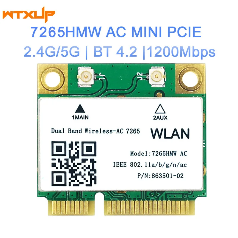 876Mbps Dual Band 2.4 G+5G Wifi pa Tel Mini PCI-E Kartës Bluetooth 4.0 Për të Intel 7260AC 7260HMW 7265 7265HMW 8265 8265HMW . ' - ' . 3