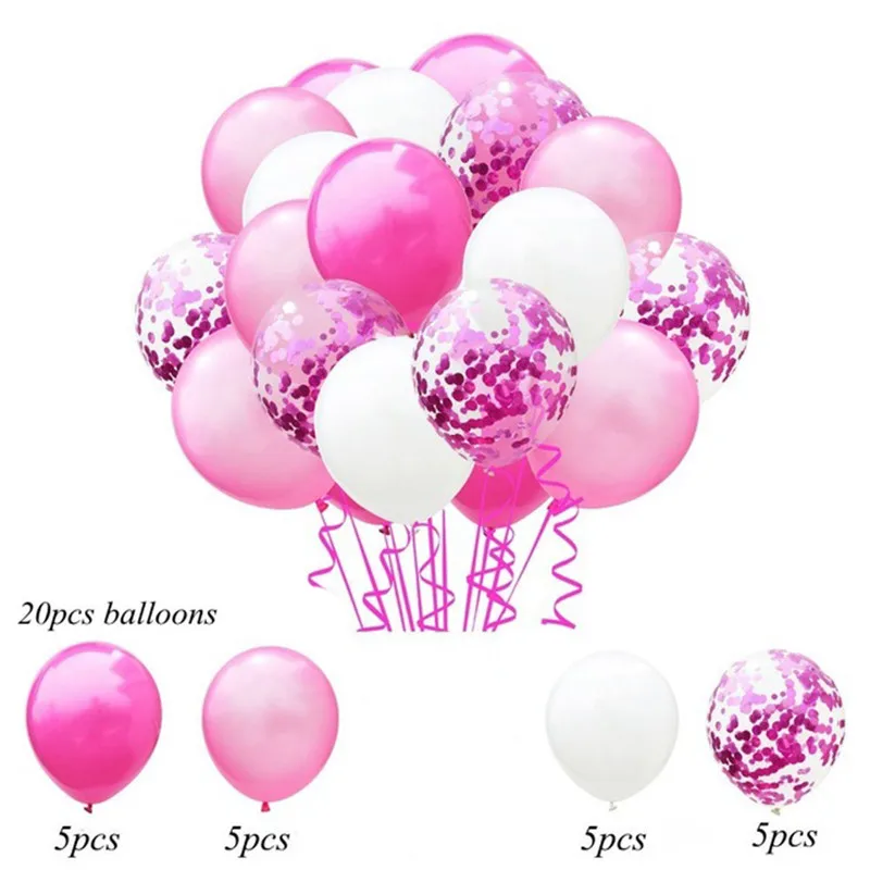 20pcs 12inch Metalike Konfeti Ajrit Latex Balona Me Fjongo Ditëlindjeje të Heliumit Tullumbace Dekorata Dasmës Festival Balon . ' - ' . 4