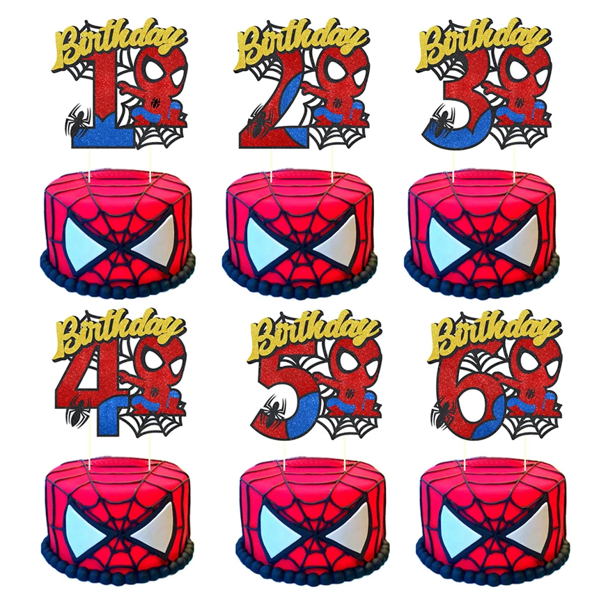 Disney Spiderman Dekoratë Tortë 1 2 3 4 5 6 8 Tortë Cilindrave Tortë Flamurin për Baby Dush Gëzuar Ditëlindjen Furnizimet e Partisë Tortë Dekor . ' - ' . 0