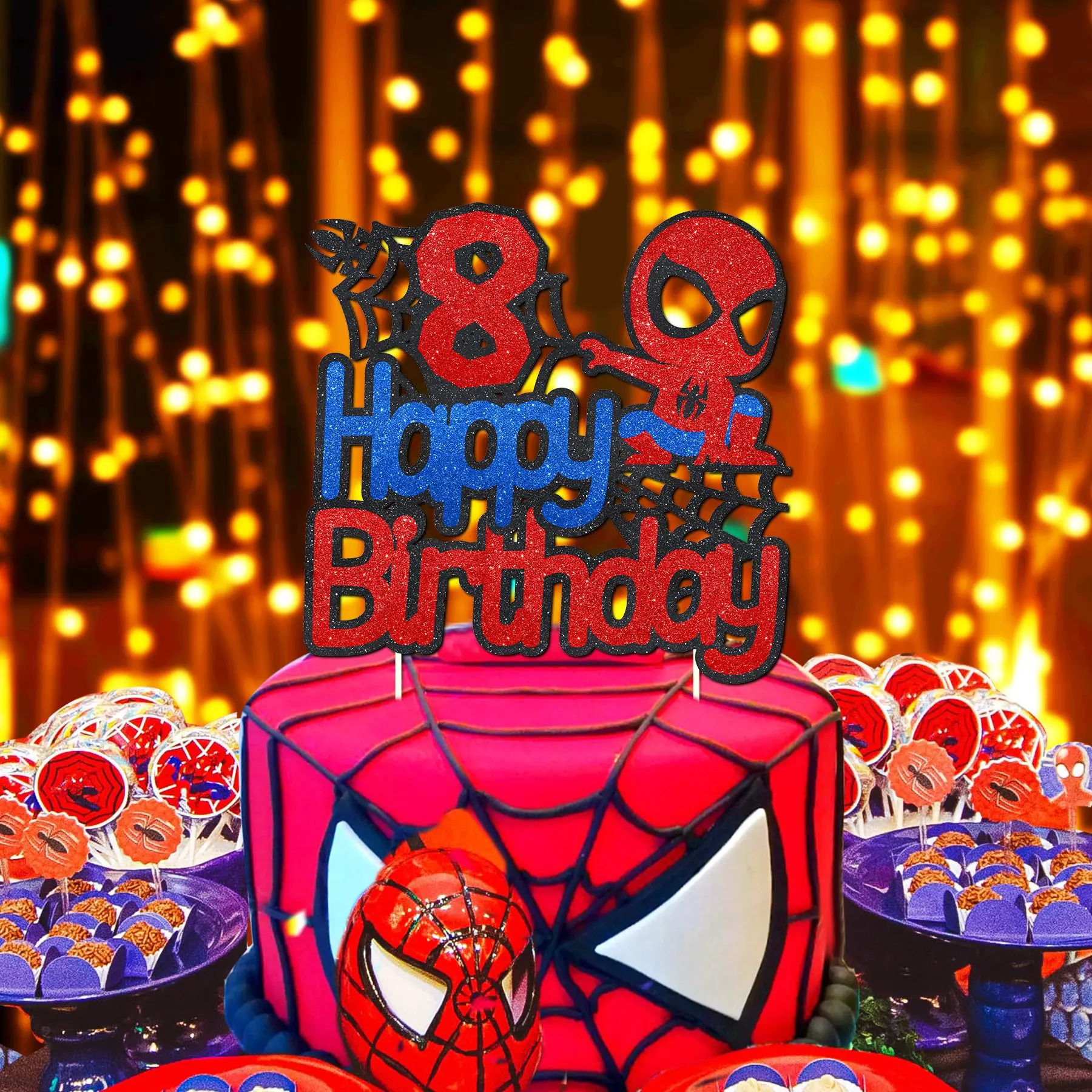 Disney Spiderman Dekoratë Tortë 1 2 3 4 5 6 8 Tortë Cilindrave Tortë Flamurin për Baby Dush Gëzuar Ditëlindjen Furnizimet e Partisë Tortë Dekor . ' - ' . 1