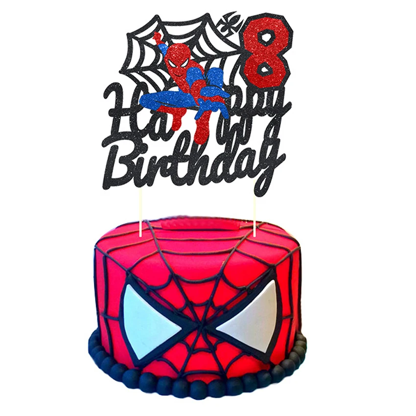 Disney Spiderman Dekoratë Tortë 1 2 3 4 5 6 8 Tortë Cilindrave Tortë Flamurin për Baby Dush Gëzuar Ditëlindjen Furnizimet e Partisë Tortë Dekor . ' - ' . 3