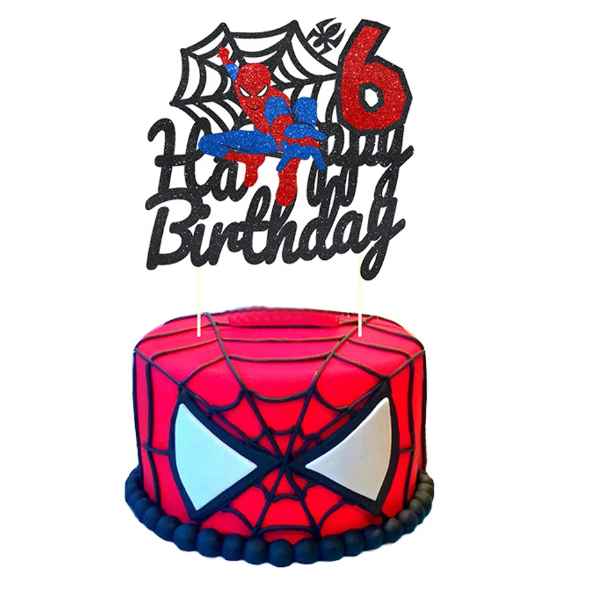 Disney Spiderman Dekoratë Tortë 1 2 3 4 5 6 8 Tortë Cilindrave Tortë Flamurin për Baby Dush Gëzuar Ditëlindjen Furnizimet e Partisë Tortë Dekor . ' - ' . 4