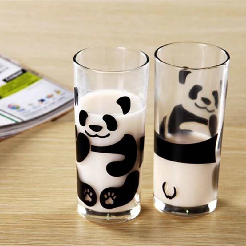 E bukur Kinë Panda Xhami Krijuese Çaj Shishe të Vetme Transparente Filxhan Kafe Lëng Panda Mëngjes Filxhan Qumësht Qelqe për të Pirë . ' - ' . 0