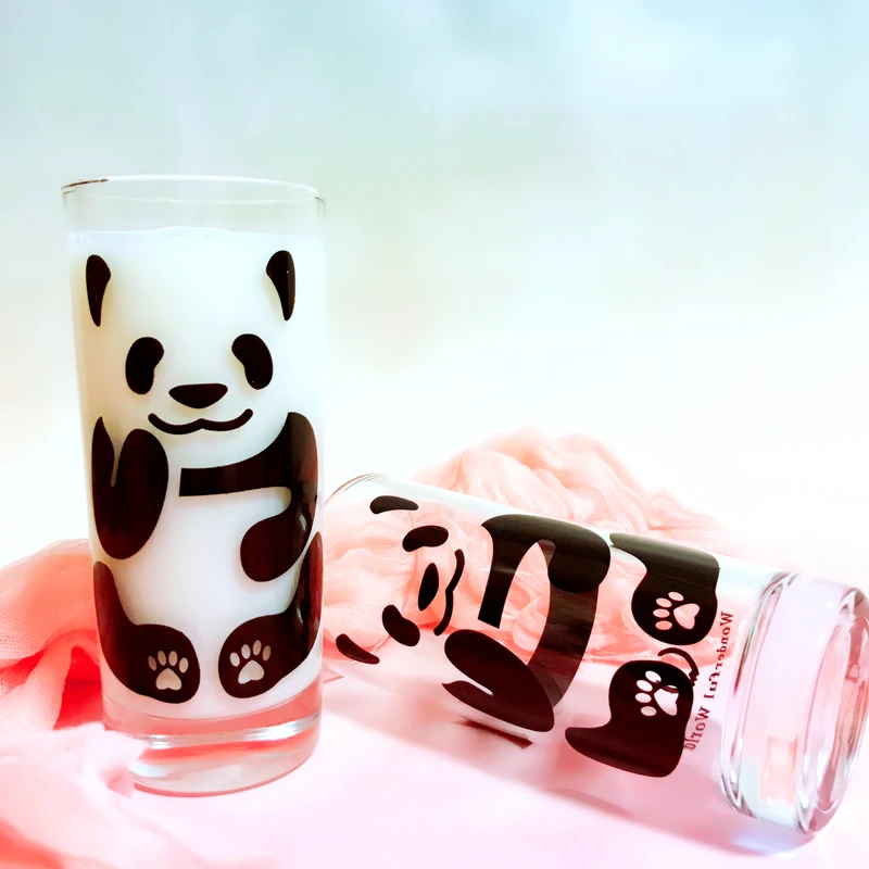 E bukur Kinë Panda Xhami Krijuese Çaj Shishe të Vetme Transparente Filxhan Kafe Lëng Panda Mëngjes Filxhan Qumësht Qelqe për të Pirë . ' - ' . 2
