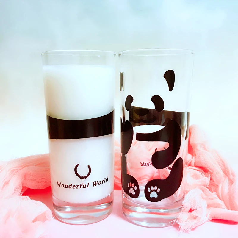 E bukur Kinë Panda Xhami Krijuese Çaj Shishe të Vetme Transparente Filxhan Kafe Lëng Panda Mëngjes Filxhan Qumësht Qelqe për të Pirë . ' - ' . 3