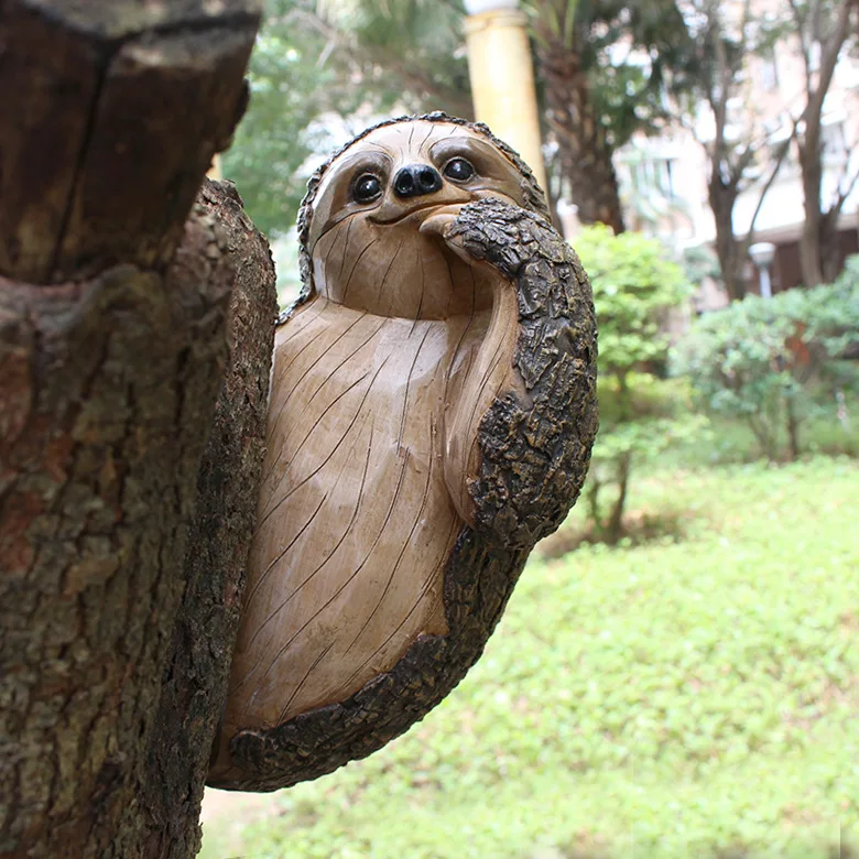 Real Pemë Sloth Kopsht Statuja Kopsht Stolitë Sloth Ngjitje Rrëshirë E Pemës Hugger Dhe Peeker Kafshëve Për Oborrin Lëndinë Dekor Në Shtëpi . ' - ' . 1