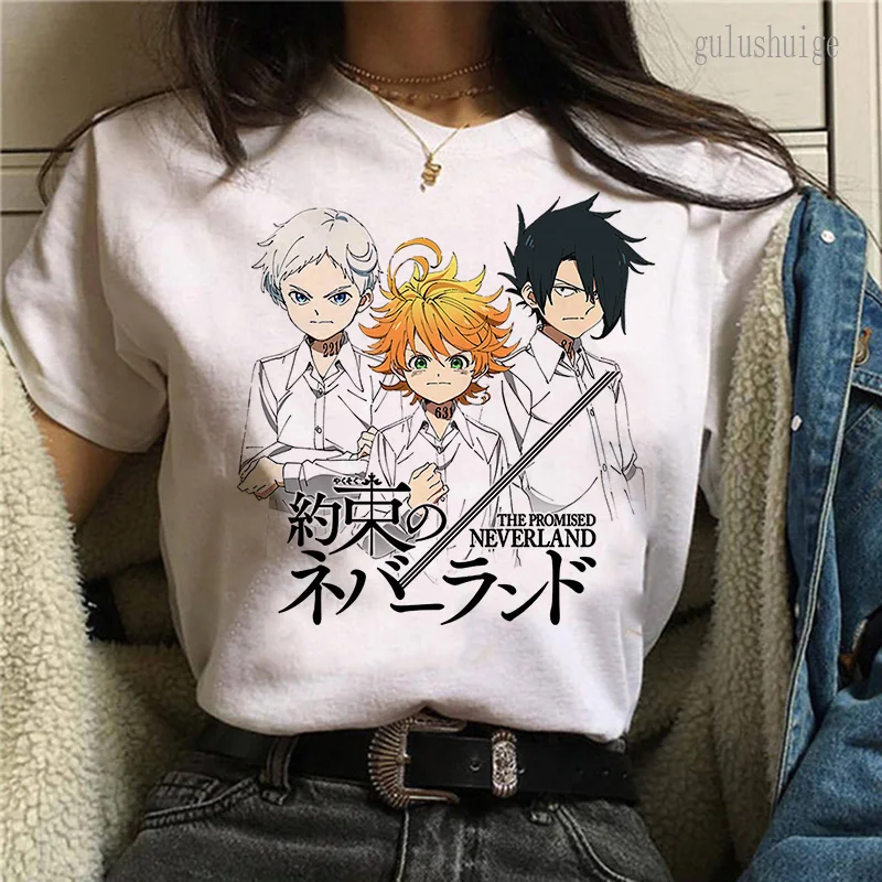 E Premtuar Neverland Print T Shirt Burra Cute Anime Japoneze Tshirt Emma Norman Ray Harajuku Cartoon Grafike T-shirt Unisex Tee . ' - ' . 1