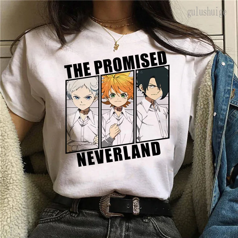 E Premtuar Neverland Print T Shirt Burra Cute Anime Japoneze Tshirt Emma Norman Ray Harajuku Cartoon Grafike T-shirt Unisex Tee . ' - ' . 3
