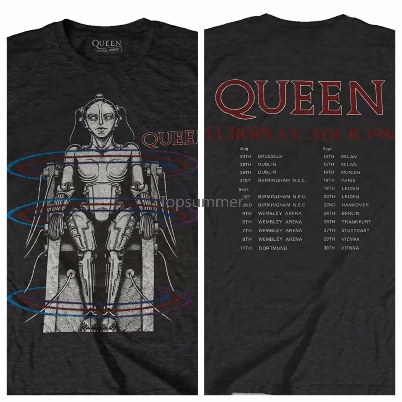 Mbretëresha Freddie Mercury T-Shirt Muzikë 1984 Evropës Turne Zi Pambuku të Rralla 2Xl . ' - ' . 0