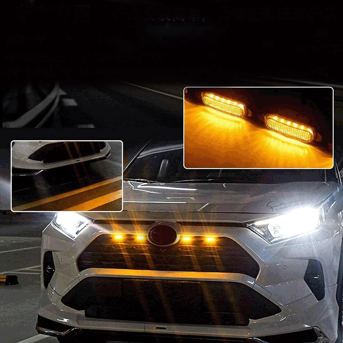 LED Grilë Drita Makinë Shfrytëzuar Mali i Tymosur Qelibar Bardhë Vuaj Lehta Llambë për Toyota RAV4 2019-2022 . ' - ' . 1