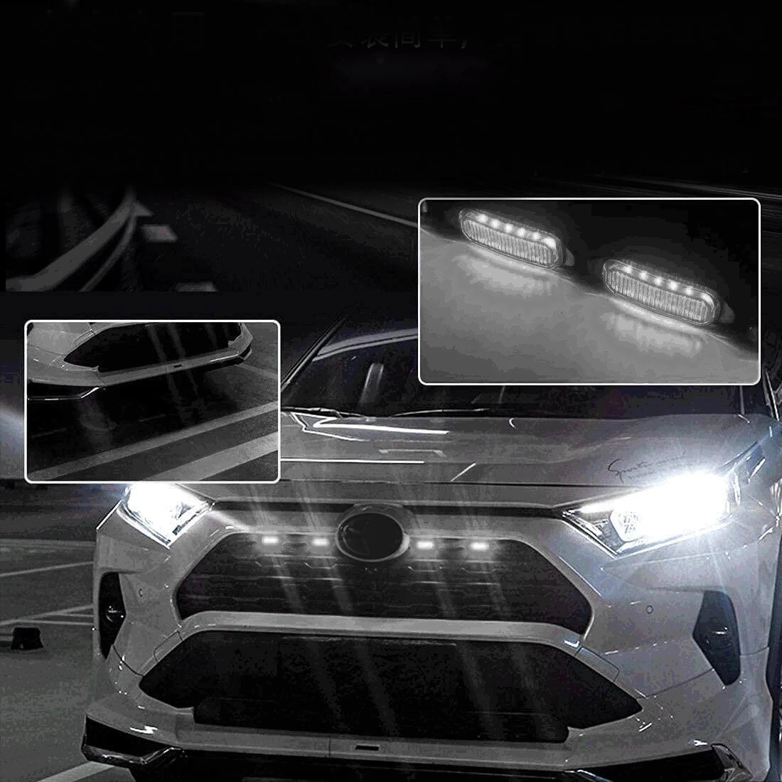 LED Grilë Drita Makinë Shfrytëzuar Mali i Tymosur Qelibar Bardhë Vuaj Lehta Llambë për Toyota RAV4 2019-2022 . ' - ' . 2