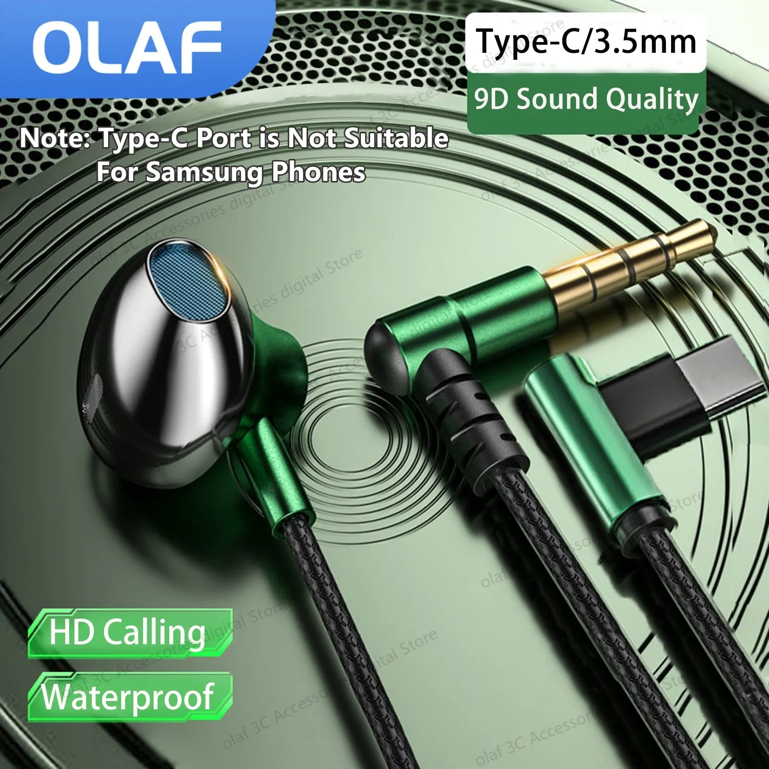 OLAF Kufje Wired Earbuds Në Vesh 3.5 mm/Lloj-C 90 Shkallë në Bërryl Plug Kufje Me Mic Kufje Gamer Sportive Për Telefonat Mobil . ' - ' . 0