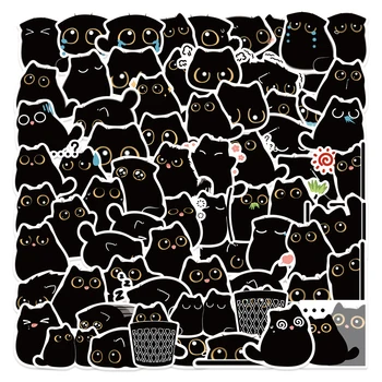 10/40/80pcs Cartoon Black Cat Cute Briquette Stickers për Fletoren Bagazhin e Ujit të Shishes Laptop Frigorifer Telefon Decals për Fëmijët me Lodra