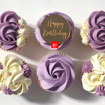 10pcs Akrilik urime Dita Cupcake Topper Ditëlindjen Ari Rreth Tortë Topper për Ditëlindjen e Partisë Cake Dekorata Mjete 5cm