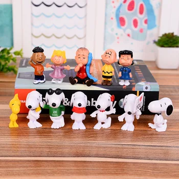 12Pcs Snoopy Anime Figura Modelin e Fëmijëve Shifrat e Veprimit PVC Lodra të Mbledhur Statuettes Desktop Dekorimin Ditëlindjen e Dhuratave për Fëmijët