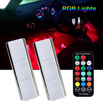 13 Ngjyra LED RGB Dritat e Makinave të Brendshme Ambientit Llambat pa Tel Këmbë Katin Derë Dekorative Llambë Rechargeable Automobilave Pajisje