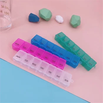 1Pc 7 Ditë Pilulë Mjekësisë Kuti Javore Tabletë Bartësit e Magazinimit Organizator Enë Rast Hape Kutinë Splitters 3 Ngjyra