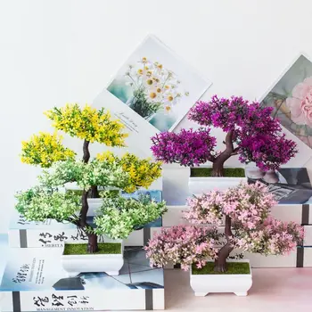 1Pc Artificial të Bimëve Bonsai të Vogla Greenpine Tenxhere Bimët e Simulimit të Rreme Lule Stoli për Dekorimin e Shtëpisë Hotel Kopsht Dekor