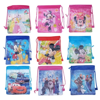 1pcs Disney Jo-Pëlhurave të endura Fëmijë Favor të Udhëtimit Qese Ruajtjen Rroba e Këpucë e Çanta Pambuku Drawstring Çanta e Shkollës Portativ Shpinës