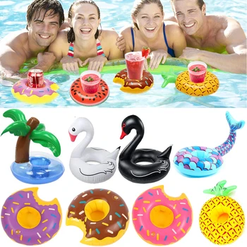 1Pcs Inflatable Pi Mbajtësi Pishinë të Pini Kupën Qëndrojë Mbajtësi Noton Lodër Coasters Për Pije me Shishe Fëmijët e Lodra të Pool Partisë