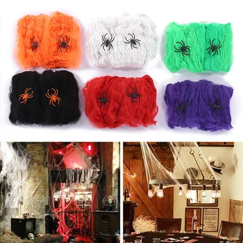 20g Halloween Frikshme Partia Dekor Stretchy Spider Web Cobweb Pambuku Horror Dekoratë Halloween Për Bar Shtëpinë Fantazma Skenën Props