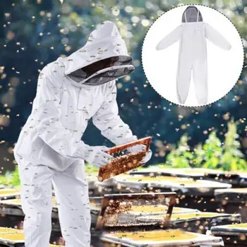 3 Madhësia Pambuku Maskuar Bletarisë Kostum Veli Hat Xhaketë Mbrojtëse Coverall të Plotë të Trupit të Mbuluar Bletarëve Kostum apicultura Pajisjeve