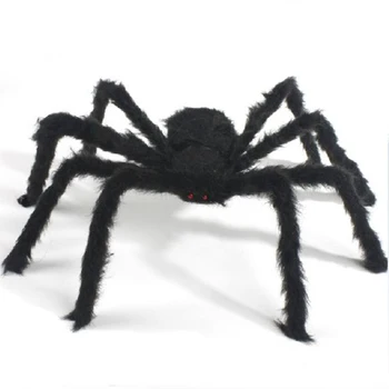 30/50/75cm e Madhe e Zezë Pelushi Spider Halloween Partia Dekoratë të Përhumbur në Shtëpi Bar Horror Props Spider Web Fëmijët Lodër