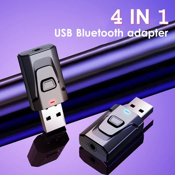 4 Në 1 Bluetooth 5.0 Marrësi wireless USB Adapter 3.5 mm Audio Marrës/Transmetues Për TV PC Makinë AUX Kryetarit Plug Dhe Play