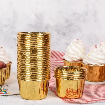 50pcs Kifle Letër Gota Rose Gold Cupcake Mbështjellësve të Pasagjerëve Rast Raundin Format e Kupës Myk Tortë Kuti për Pjekje Mjete Ditëlindjeje