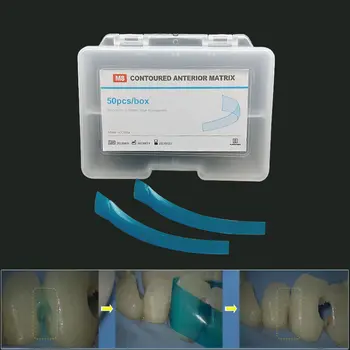 50pcs/Set e Dhëmbëve Contoured Mëparshëm Matrix Blu Transparente Mëparshëm Poliestër Strip Trashësi 0.05 mm Materiale Dentare
