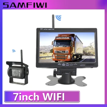 7 inç WIFI Makinë Monitor Ekran të Pasme të Parë Kamerën Për Kamion Autobus RV Rimorkio Excavator Rearview Imazhit TË 12-24V Ekran