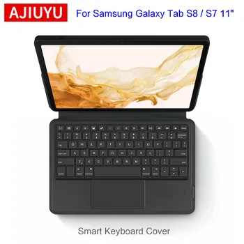 AJIUYU Tastierë Rast Për Samsung Galaxy Tab S8 S7 11 inç SM-X700 X706 T875 T870 A8 SM-X200 Tabletë Touchpad Smart Cover teclado