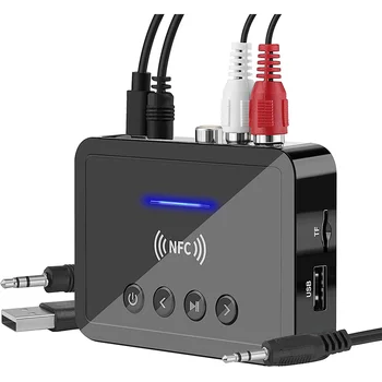 Bluetooth 5.0 Marrësi Transmetues FM Stereo AUX 3.5 mm Jack RCA Celular NFC Audio Bluetooth Adapter për TV PC Kufjeve