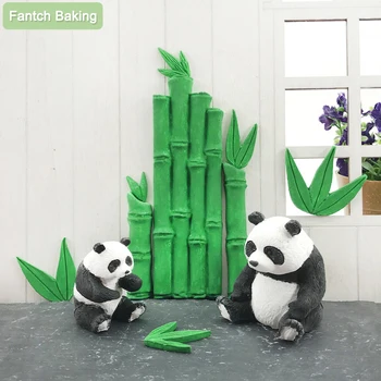 Butë Silikoni 3D Myk Sugarcraft Fondant Çokollatë duke e Bërë Bambu Fletë Panda Myk Tortë Piqem Ujdisje Mjete Rrëshirë Je DIY Formë