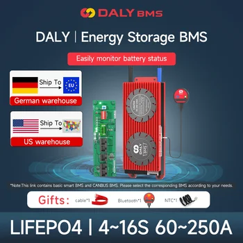 Daly Zgjuar BMS Lifepo4 MUND të 1A Aktiv të Bilancit 4S 12V 8S 24V 16S 48V 100A 150A 200A 250A 18650 Paketë Bateri për Ruajtjen e Energjisë