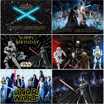 Disney Star Wars Themed Prejardhje Djemtë Ditëlindjen Foto Fotografisë Backdrops Galaxy Universit Baby Dush Props Parulla Dekor