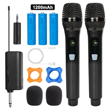 dual-channel valë UHF mikrofon UHF Dyfishtë Handheld Mic me 1200mAh Rechargeable Marrës Për për karaoke dasmës partisë KTV