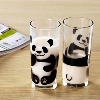 E bukur Kinë Panda Xhami Krijuese Çaj Shishe të Vetme Transparente Filxhan Kafe Lëng Panda Mëngjes Filxhan Qumësht Qelqe për të Pirë