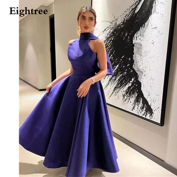 Eightree Purpurt Të Shkurtër Prom Dresses Saten Lak Hark Elegante Çaj Gjatësi Vestidos De Fiesta Elegantes Par Mujer 2023 Arabia Saudite