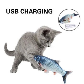 Elektrike Interaktive Cat Wagging Peshku Realiste Pelushi, Catnip Peshku Mint Catnip Përtypet Lodra Macet Lojë Interaktive Pet Furnizime