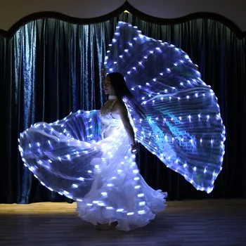 Elektronike Dritë Vallëzimi Ndarë Udhëhequr Fazë Isis Krahët e Grave Belly Dance Props 360° UDHËHEQUR Ndritshëm Krahët e Vajzave Valle Krah Me Shkopinj