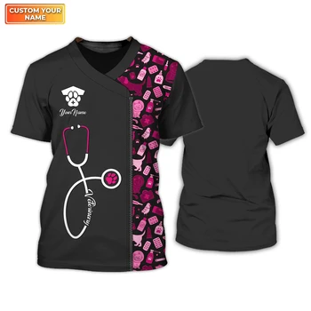 Femra Veterinar të Personalizuar Emrin Workwear T Shirt Pet Spital Reklamat Tee Uniforme të Lirshme Verës Rastësor Pulovër 6XL