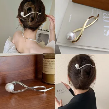 Frëngjisht Elegante Perla e Flokëve Klip Ligjin për Gratë e Vajzat Bisht të Thjeshtë të Parakohshme Barrette Rrinë Hairpin Styling Flokët Aksesorë Hairpin
