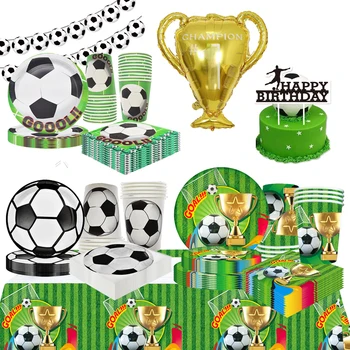 Futboll Futboll Themed Tableware Futbollit partia Dekor prej Letre Gota Fletët Tullumbace Flamurin Dhuratë Çantë Për Futbollin Ditëlindjeje Furnizime