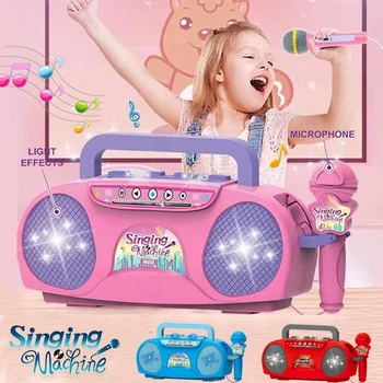 Fëmijët Mikrofon Karaoke Makinë Muzikë Instrument Lodra me Dritë të Brendshëm në Natyrë Udhëtimit Lodër Arsimore Dhuratë për Vajzë e Djalë Fëmija
