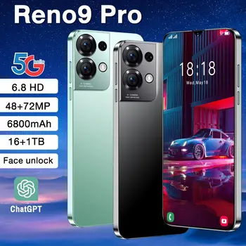 Global Version Reno9 Pro Smartphone 5G Android 6.8 inç HD të Plotë Ekran 16GB+1TB Mobile Telefonat Dyfishtë SIM Karta Telefoni Celular të Markave të Reja