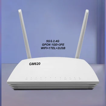 GM620 GPON ONU 5G ONT 1GE+3FE+WLAN Wifi Router Fibra Modem Kanë PËRGJEGJËSIA GPON ONT dual band 4G Pa Fuqinë e dorës së dytë Freeshipping